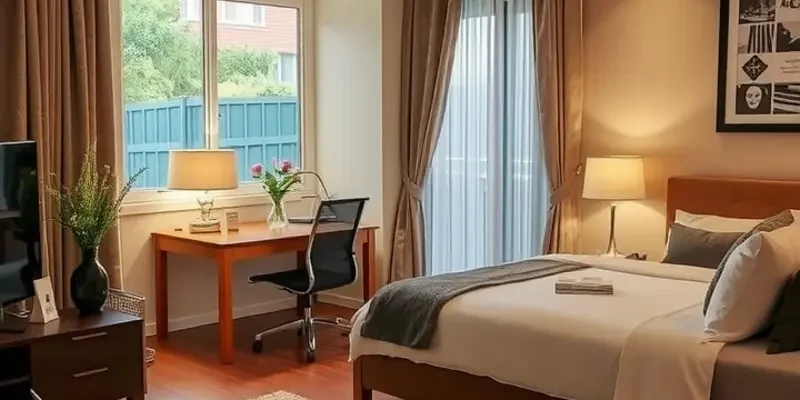 A welcoming apartment complex surrounded by green lawns, illustrating a secure living environment.