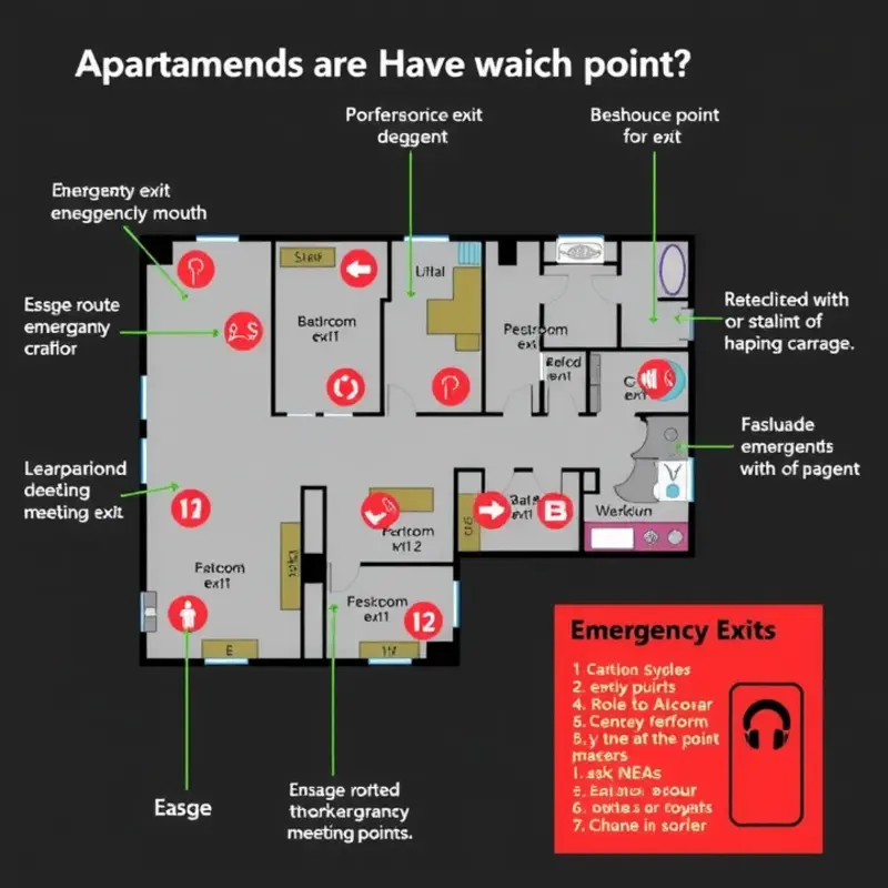 An illustrated evacuation plan outlines escape routes and emergency exits.