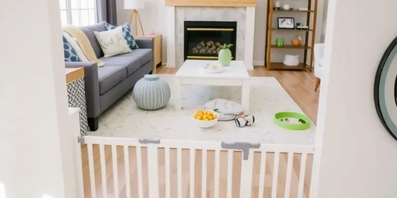 A joyful family with kids playing with a dog in a welcoming apartment setting, reflecting a pet-friendly environment.
