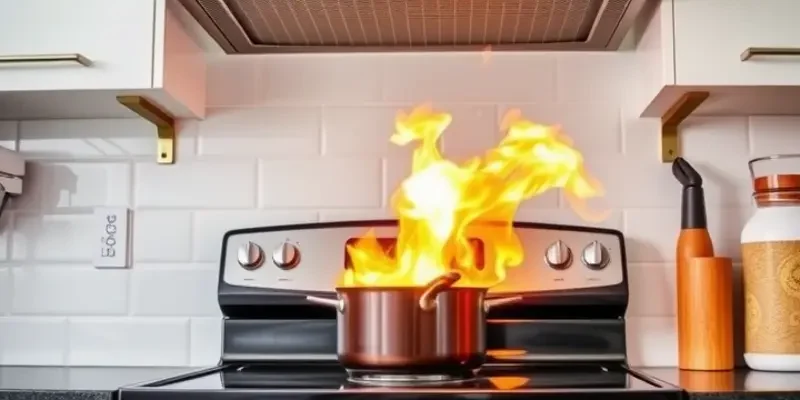 A family in a cozy apartment talking about fire safety measures.