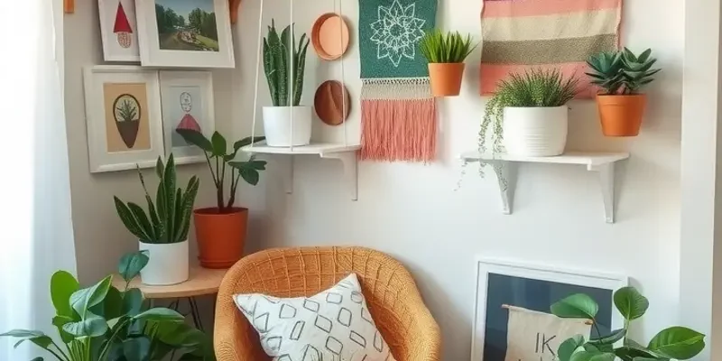 A colorful collage of hobbies suitable for apartment living, showcasing DIY projects, cooking, and gardening.