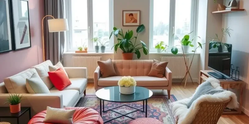 A lively apartment gathering showcasing a warm atmosphere with friends, food, and drinks.