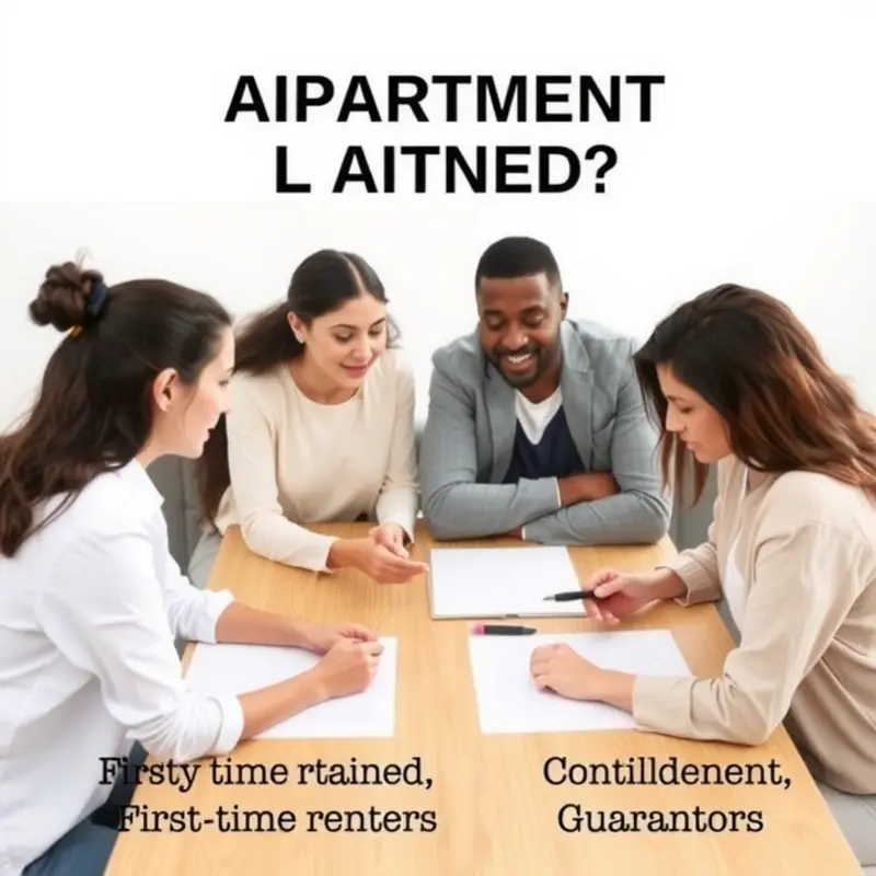 A diverse group discussing the importance of apartment guarantors in the rental process.