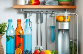 A cozy apartment hydration station featuring a variety of infused water and decorative items.