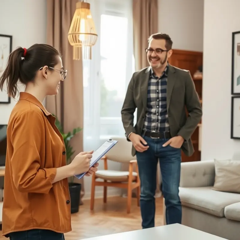 Couple creating an apartment wishlist.