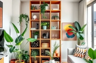 A cozy apartment interior highlighting a DIY wine rack along with elegant modern furniture.