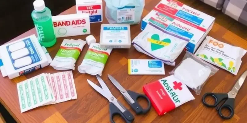 A cozy apartment interior with a focus on a first aid kit, symbolizing safety and preparedness.
