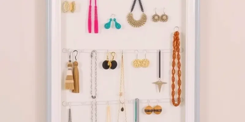 A well-decorated rental apartment displaying various DIY jewelry storage projects.
