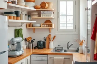 An inviting apartment kitchen that showcases safety and organization, featuring safety tools.
