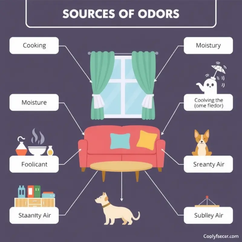 Common sources of odors in apartments.