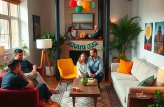 Guests enjoying an apartment party with a lively ambiance, showcasing joy and celebration.