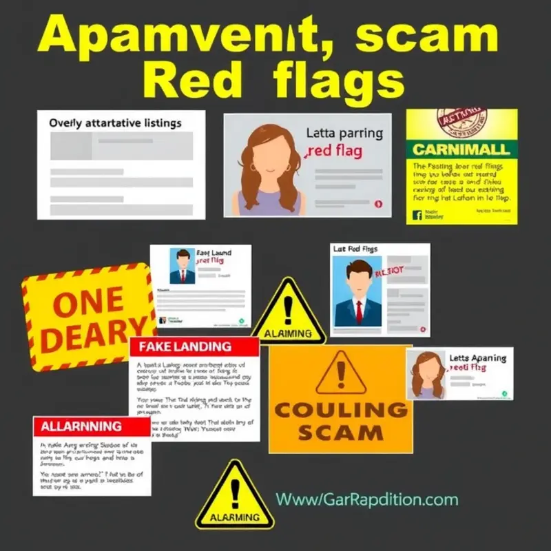 Visual representation of apartment security scams and their warning signs.