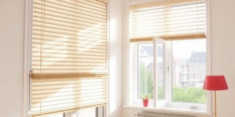 A rental apartment interior illustrating the balance of safety and aesthetic appeal through window blinds.