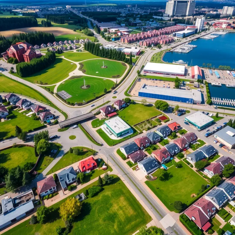 A stunning aerial view of Bellingham highlighting its blend of urban living and natural beauty.