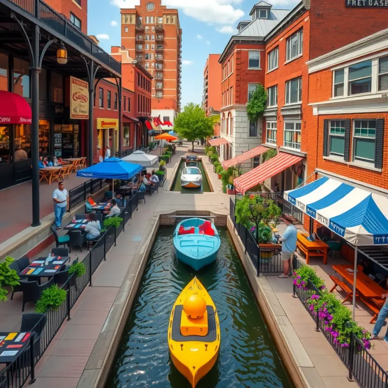 A vibrant community scene in Bricktown, Oklahoma City.