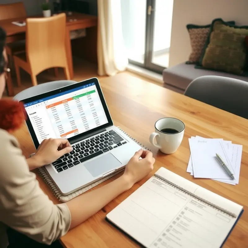 A professional reviewing their apartment budget and expenses.