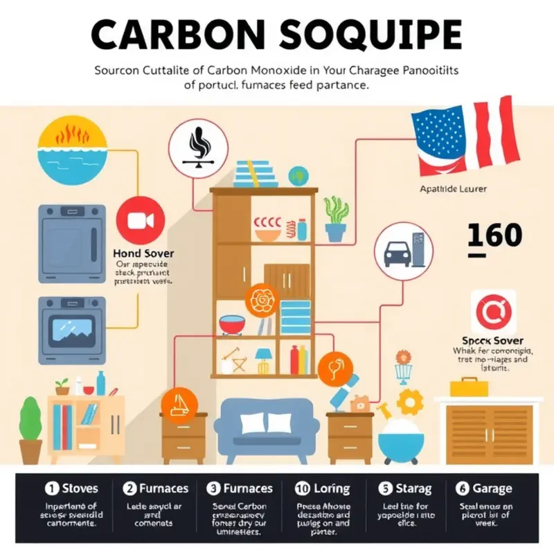 Visual guide to common sources of carbon monoxide in apartments.