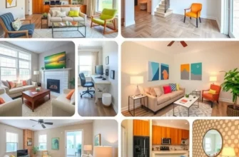 A happy young couple discussing their apartment floor plan options in a well-decorated living space.