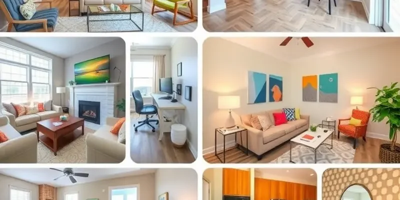 A happy young couple discussing their apartment floor plan options in a well-decorated living space.