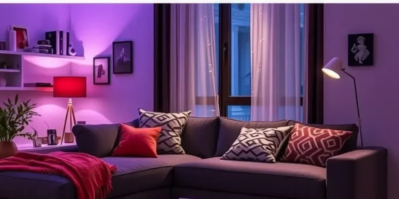 Bright and modern apartment with cozy furniture and high-tech gadgets creating a welcoming atmosphere.