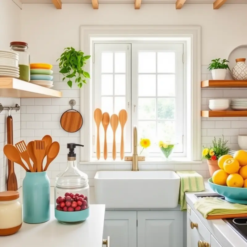 A vibrant kitchen showcasing sustainable kitchen swaps.