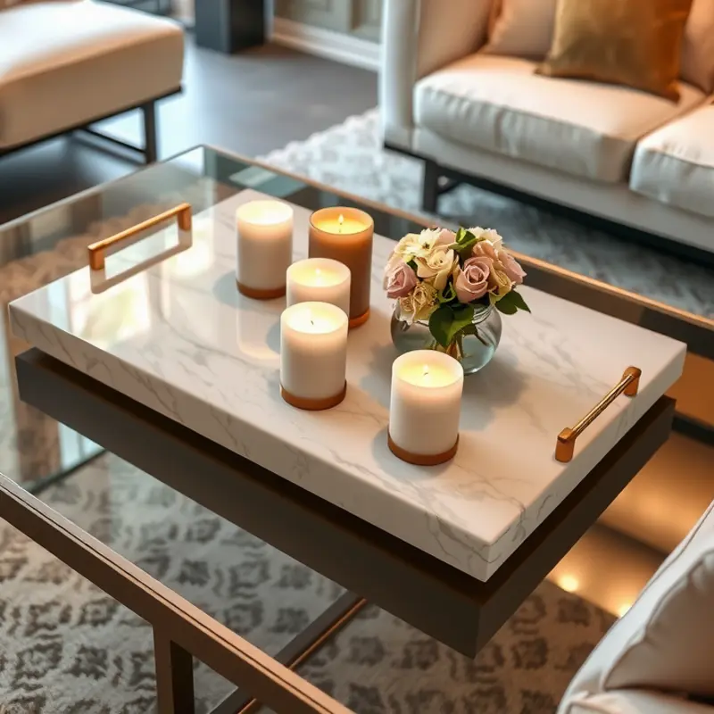 A stylish boho-inspired tray showcasing natural materials and vibrant decor.