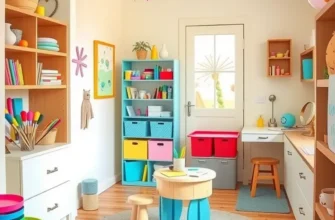 A collage of kid-friendly crafting spaces showcasing creativity and organization.