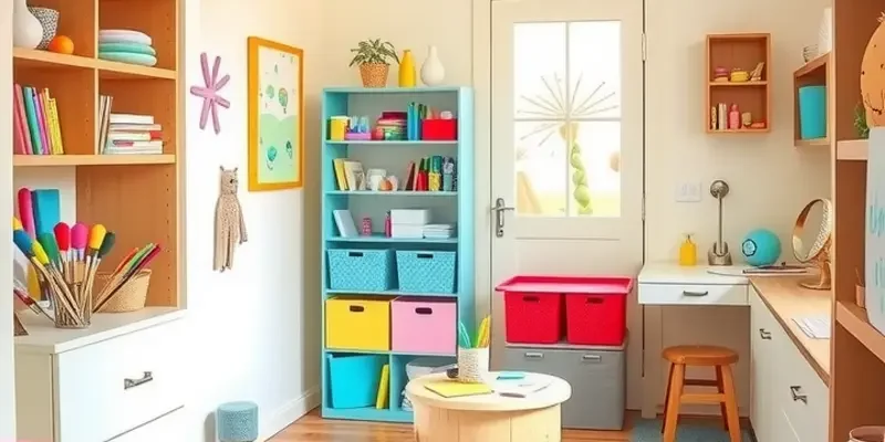 A collage of kid-friendly crafting spaces showcasing creativity and organization.