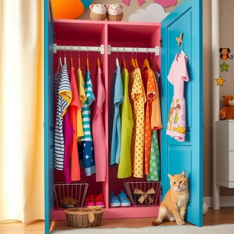 Utilizing vertical storage solutions for a charming and organized kids’ wardrobe.