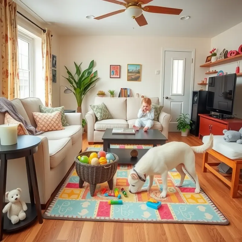 A vibrant family life in an apartment showcasing daily routines.