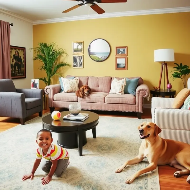 A perfect blend of style and safety in a family-friendly living room.