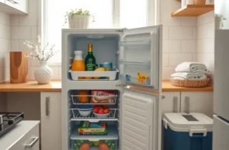 A tidy apartment kitchen demonstrating a successful freezer defrost and safe living space.