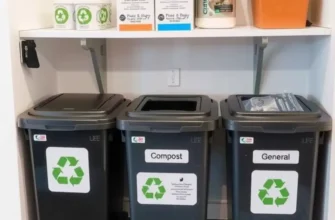 A sunny apartment with a clean living environment, showcasing thoughtful trash disposal practices.