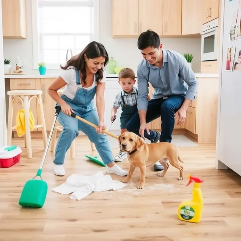 Various pet-friendly flooring samples, ideal for families.