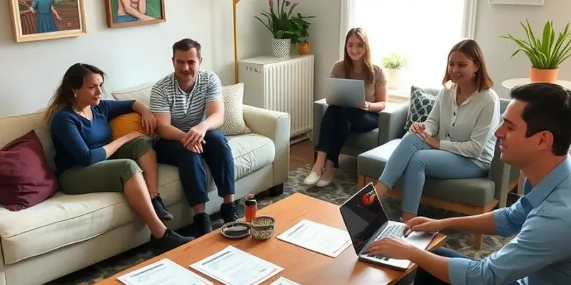 A collage of diverse young individuals enjoying their shared living space.