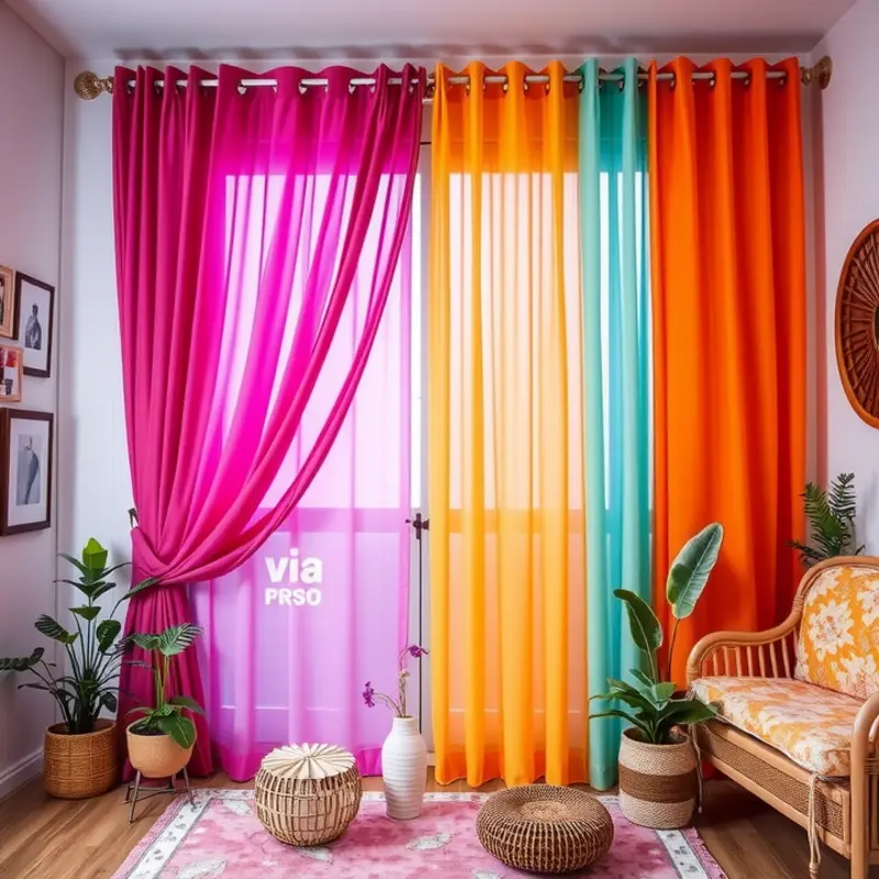 Colorful curtains breathe life into a rental space, enhancing its charm.
