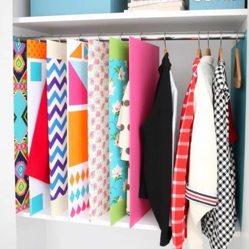 A display of creatively designed DIY closet dividers that enhance organization and aesthetics.