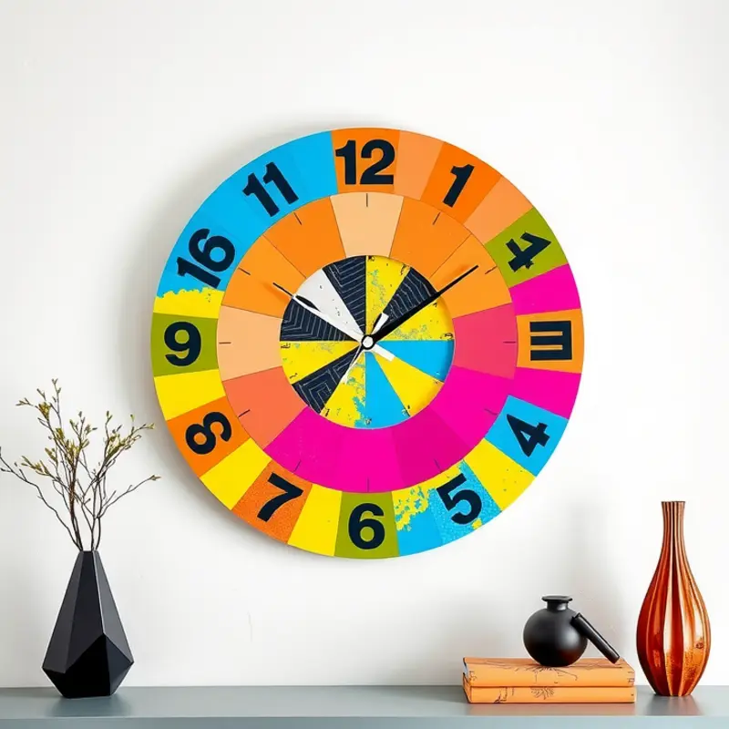 An upcycled wooden clock showcasing rustic charm and character.