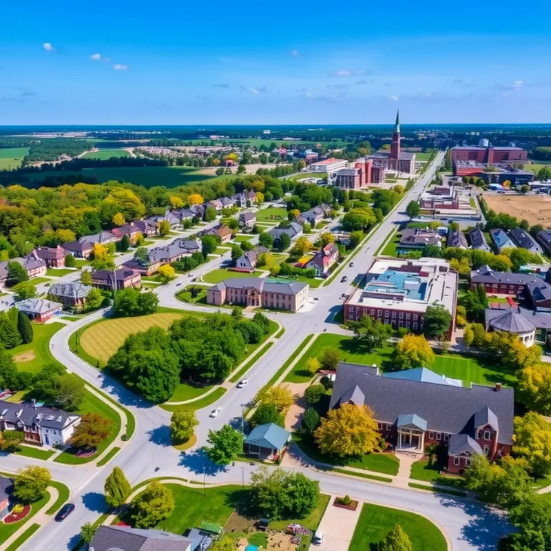 A scenic view of Columbia, MO highlighting its diverse neighborhoods.
