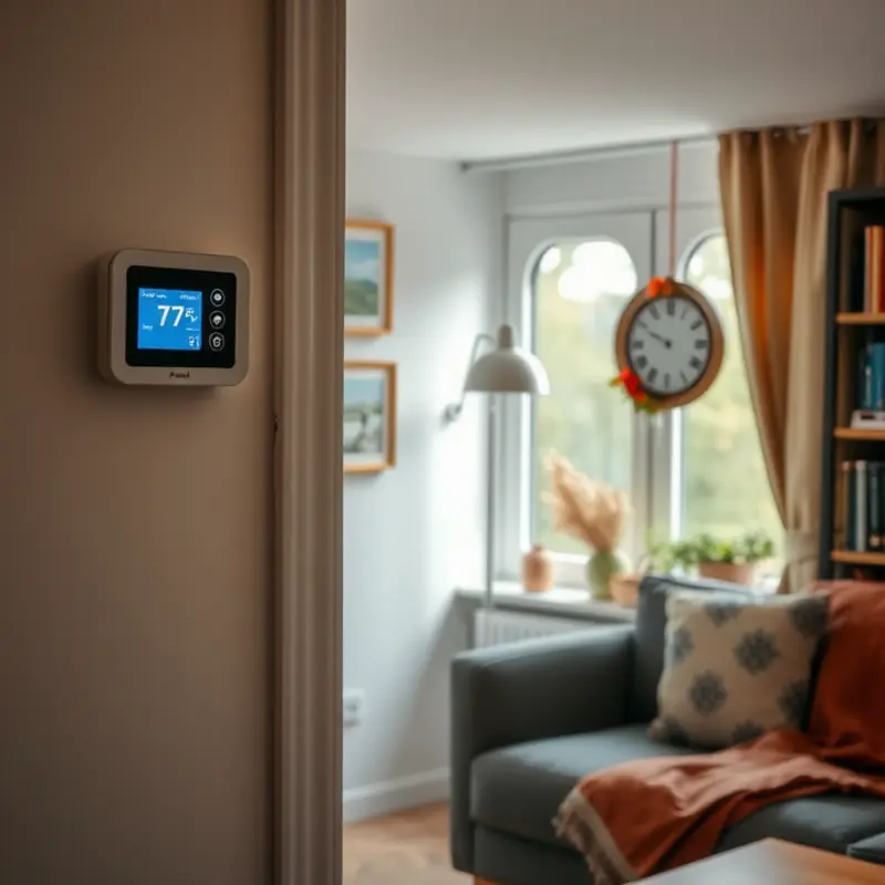 A user adjusting a modern apartment thermostat for optimal comfort.