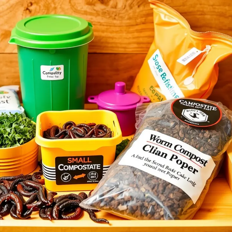 An inviting kitchen space with a compost bin ready for use.