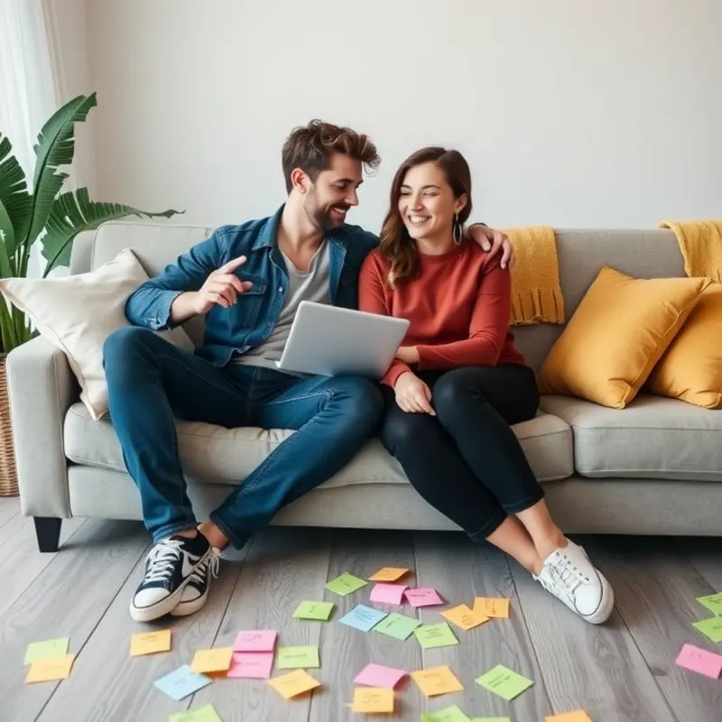 Couple creating an apartment wishlist.