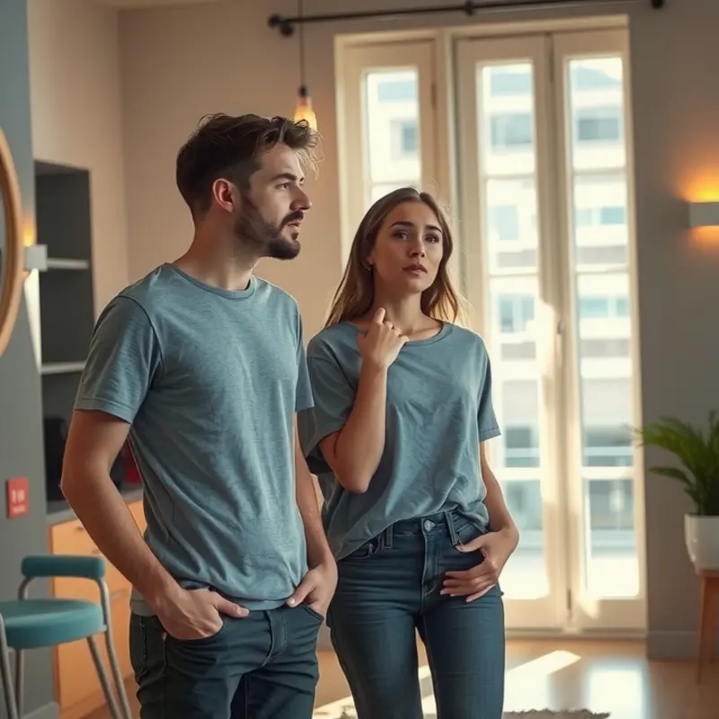 Couple evaluating an apartment’s vibe on their visit.