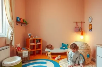 Bright living room in an apartment showcasing a play area for children with a relaxing space for pets.