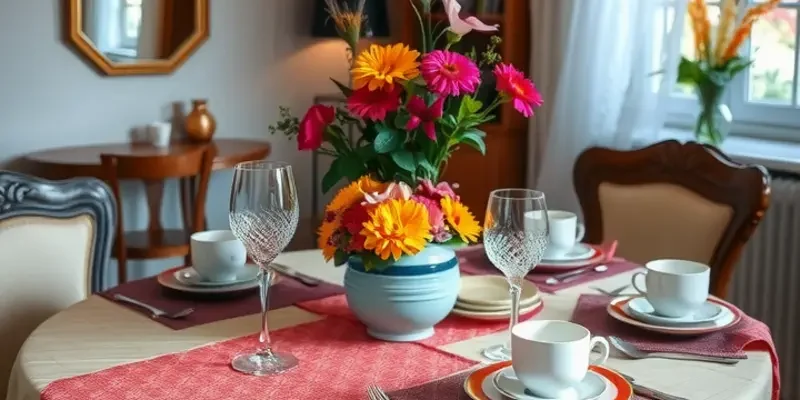 A cozy and inviting dining area in an apartment, showcasing stylish decor and inviting ambiance.