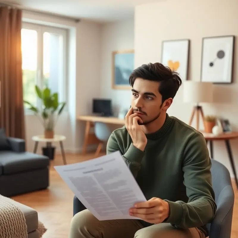 A young professional reviewing rental documents, emphasizing the importance of understanding eviction grounds.
