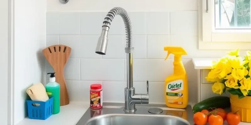 A welcoming apartment kitchen with a neat sink and warm ambiance, embodying a peaceful living space.