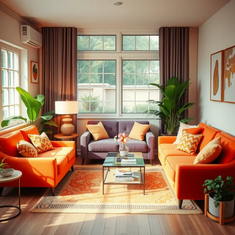 A vibrant living room designed for social interactions.