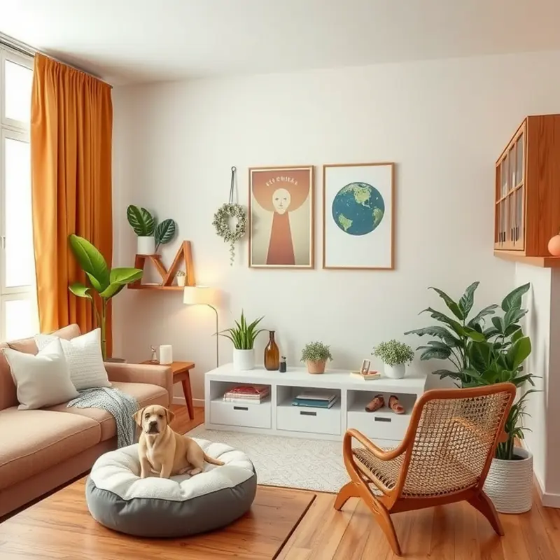 A pet-friendly apartment setup designed for comfort and reduced anxiety.