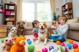 Cozy apartment with diverse pet-friendly toys creating a vibrant and playful atmosphere.